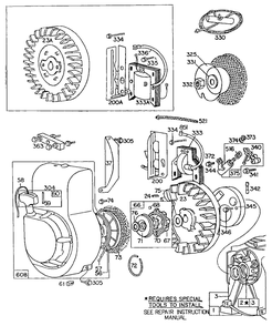 Blower Hsg,flywheels,rewind Diagram and Parts List for 60331-0210-XX  Briggs and Stratton Engine
